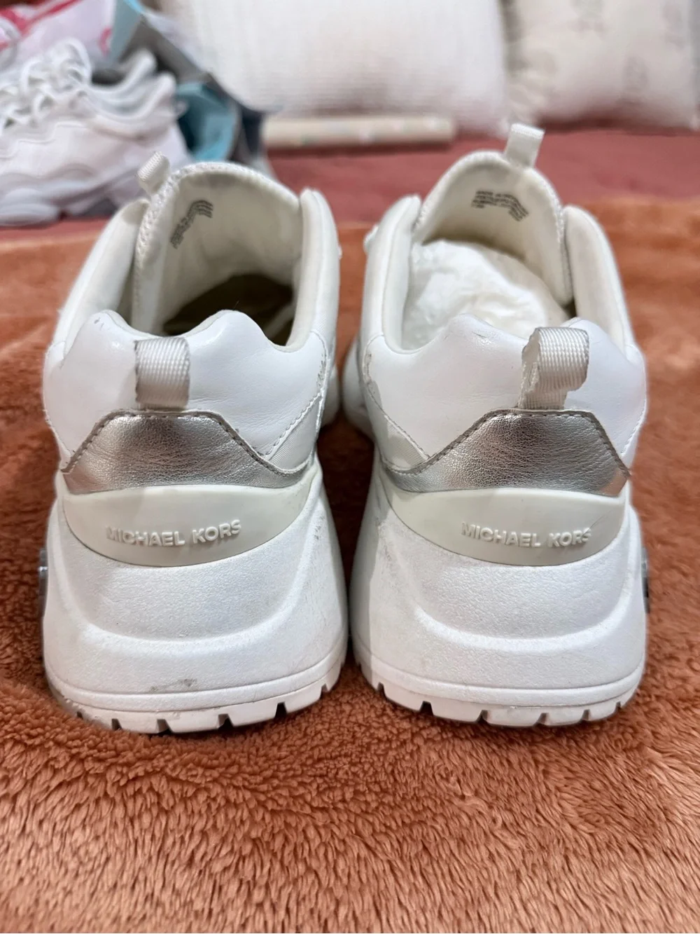 Michael Kors White Sneakers with Silver Accent